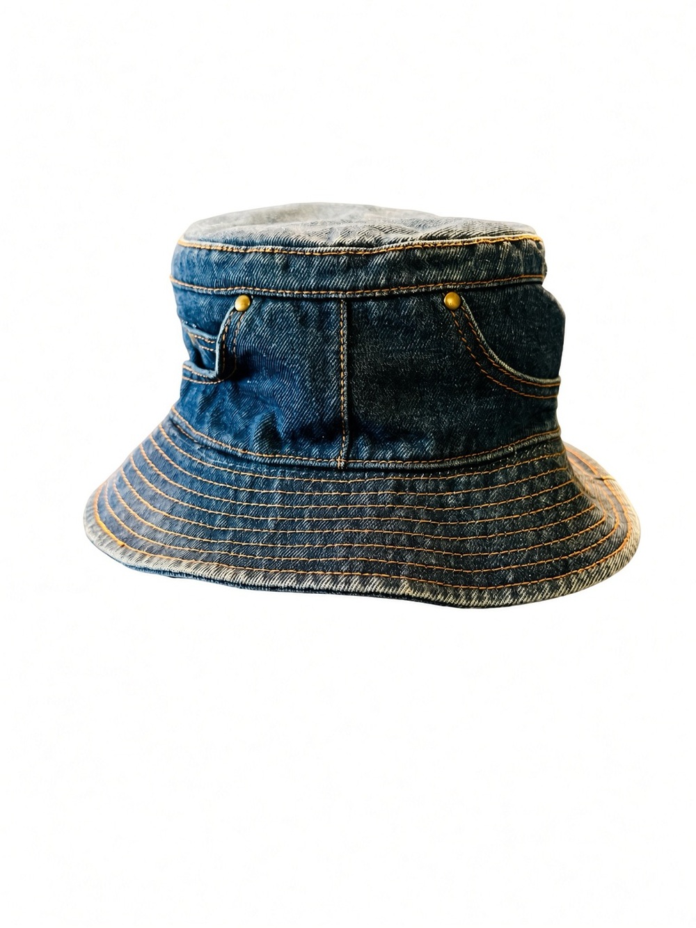 MIXIT Washed Denim Bucket Hat Contrast Stitch One Size